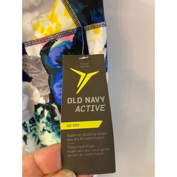 Old navy active compression pants large new blue flowers NEW L - Picture 4 of 8